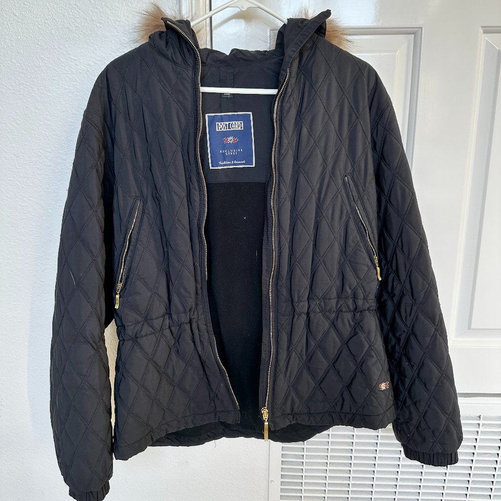 PostCard Quilted Jacket with Fur Lined Hood